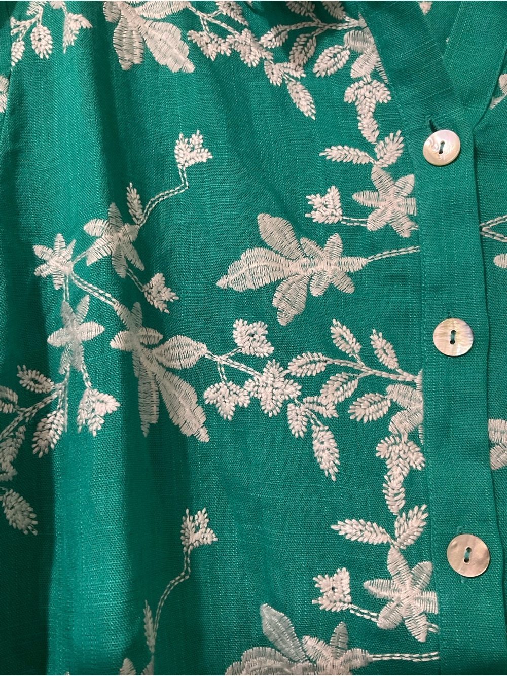 Soft Surroundings Women Green Floral Button-Front Blouse SZ L - Picture 7 of 13